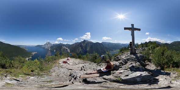 Auf dem "Kleinen Sonnstein" über dem Traunsee, 360 Grad Panorama